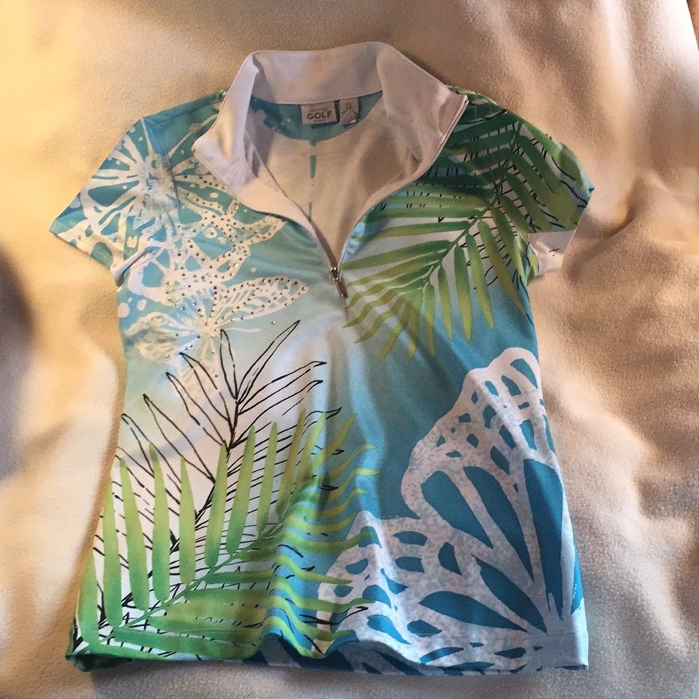 Chico’s Short sleeve zip front golf tee